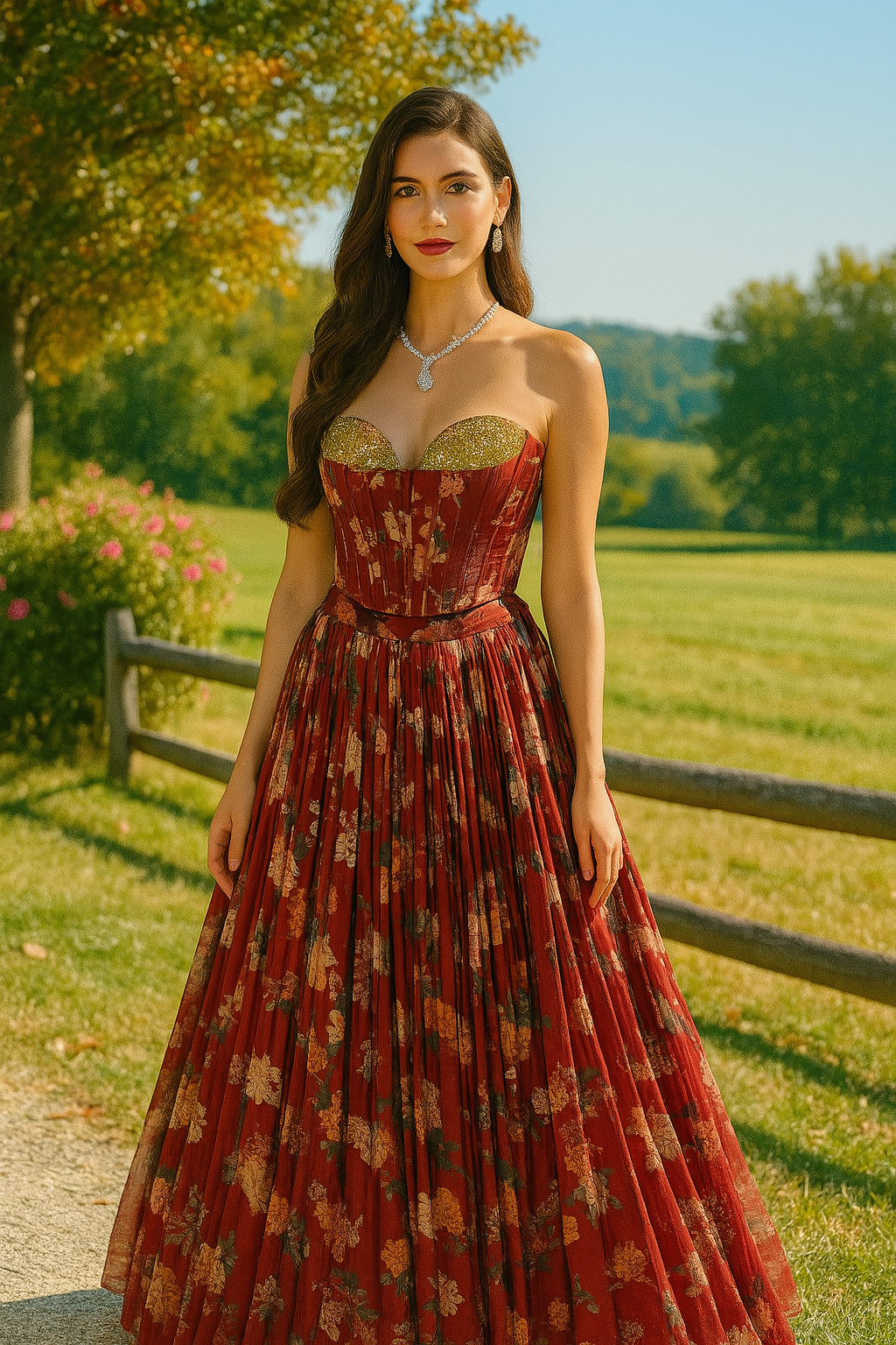 MAROON FLORAL CORSET LEHENGA